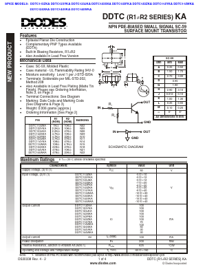 DDTC123YKA-7 Datasheet PDF Diodes Incorporated.