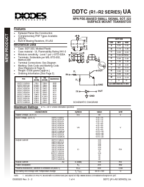 DDTC123YUA Datasheet PDF Diodes Incorporated.
