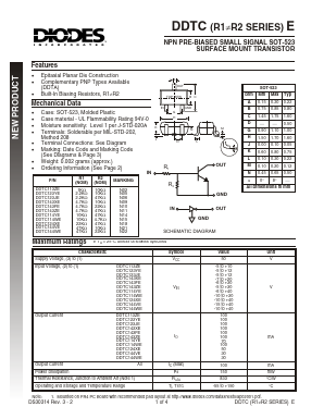 DDTC123YE Datasheet PDF Diodes Incorporated.