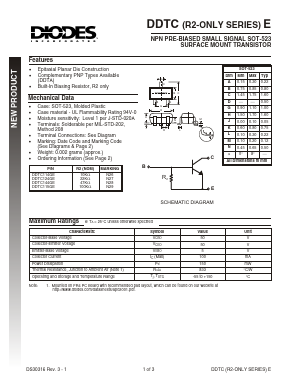 DDTC114GE Datasheet PDF Diodes Incorporated.