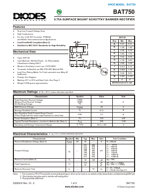 BAT750-7-F Datasheet PDF Diodes Incorporated.