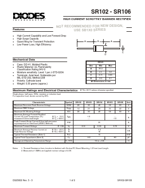 SR102 Datasheet PDF Diodes Incorporated.