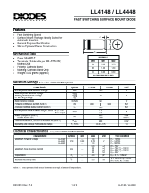 LL4448-7 Datasheet PDF Diodes Incorporated.