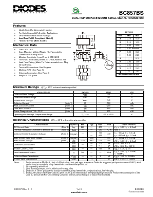 BC857BS Datasheet PDF Diodes Incorporated.