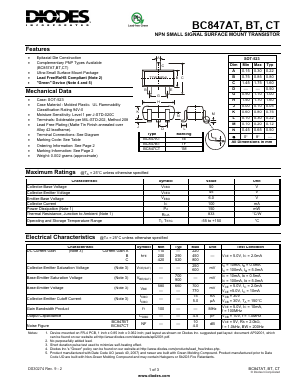 BC847AT Datasheet PDF Diodes Incorporated.