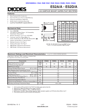 ES2AA Datasheet PDF Diodes Incorporated.