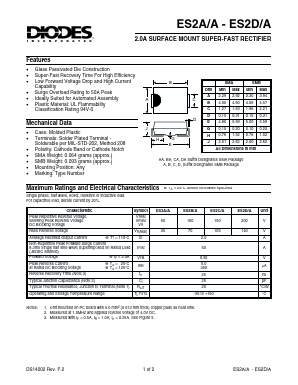 ES2AA Datasheet PDF Diodes Incorporated.