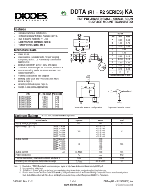 DDTA124EKA Datasheet PDF Diodes Incorporated.
