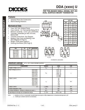 DDA114TU-7 Datasheet PDF Diodes Incorporated.