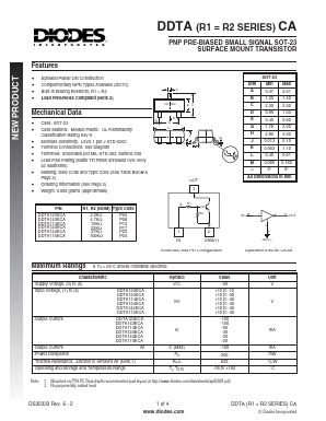 DDTA143ECA Datasheet PDF Diodes Incorporated.