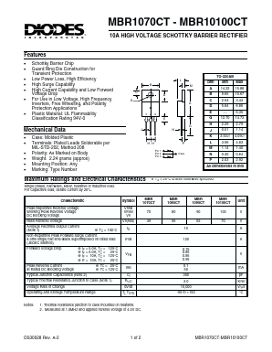 MBR10100CT Datasheet PDF Diodes Incorporated.
