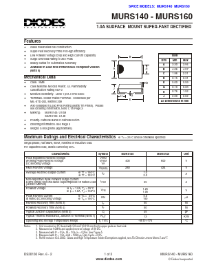 MURS140-13 Datasheet PDF Diodes Incorporated.