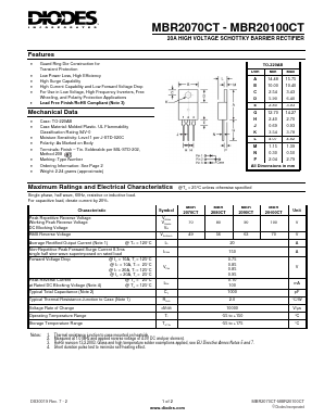 MBR2090CT Datasheet PDF Diodes Incorporated.