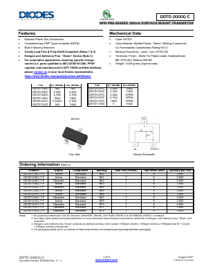 DDTD113ZC Datasheet PDF Diodes Incorporated.