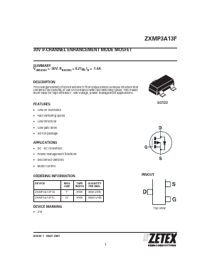 ZXMP3A13FTC Datasheet PDF Diodes Incorporated.