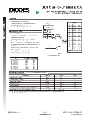 DDTC114TCA-7-F Datasheet PDF Diodes Incorporated.