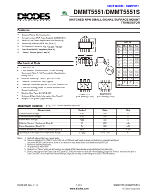 DMMT5551 Datasheet PDF Diodes Incorporated.