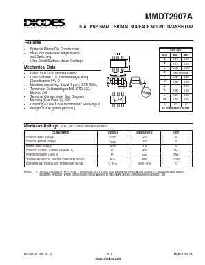 MMDT2907A Datasheet PDF Diodes Incorporated.