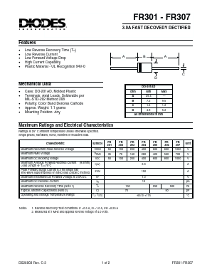 FR301 Datasheet PDF Diodes Incorporated.