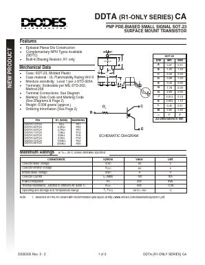 DDTA143TCA-7 Datasheet PDF Diodes Incorporated.