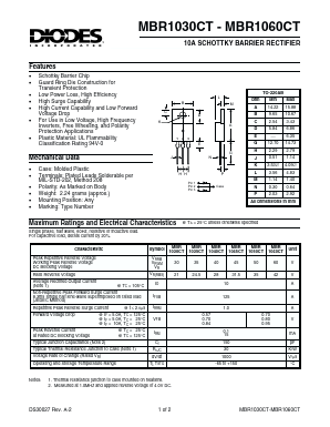 MBR1060CT Datasheet PDF Diodes Incorporated.