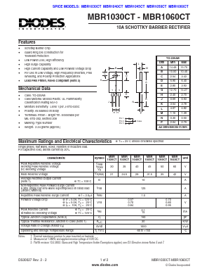 MBR1060CT Datasheet PDF Diodes Incorporated.