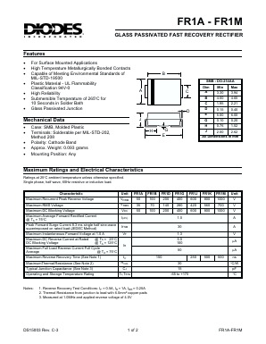 FR1K Datasheet PDF Diodes Incorporated.