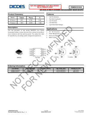 ZXMD63C02X Datasheet PDF Diodes Incorporated.