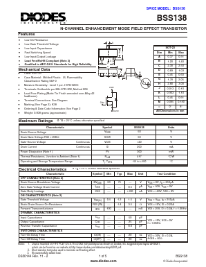 BSS138 Datasheet PDF Diodes Incorporated.
