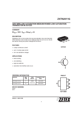 ZXTN2011GTA Datasheet PDF Diodes Incorporated.