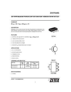 ZX5T849G Datasheet PDF Diodes Incorporated.