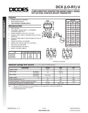 DCX122LU Datasheet PDF Diodes Incorporated.