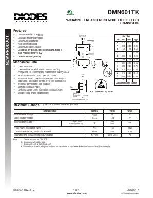 DMN601TK Datasheet PDF Diodes Incorporated.