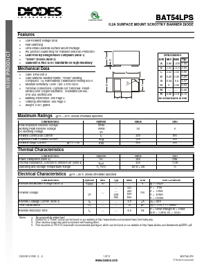 BAT54LPS Datasheet PDF Diodes Incorporated.