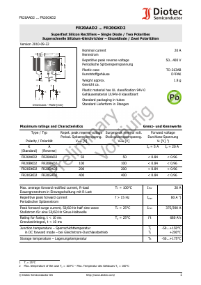 FR20AAD2 Datasheet PDF Diotec Semiconductor Germany 