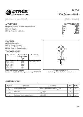 MF34-1000 Datasheet PDF Dynex Semiconductor