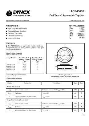 ACR400SE16 Datasheet PDF Dynex Semiconductor