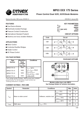 MP03HBN175-10 Datasheet PDF Dynex Semiconductor