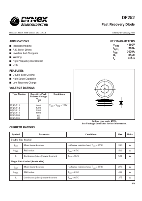 DF25214 Datasheet PDF Dynex Semiconductor