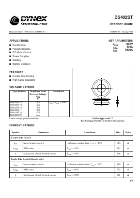 DS402ST09 Datasheet PDF Dynex Semiconductor