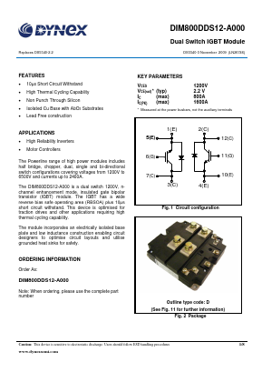 DIM800DDS12-A000 Datasheet PDF Dynex Semiconductor