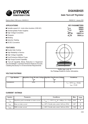 DG646BH25 Datasheet PDF Dynex Semiconductor
