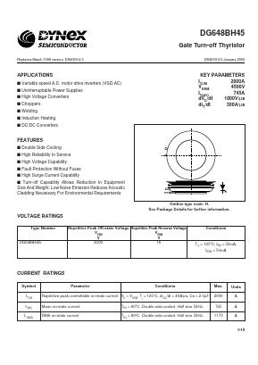 DG648BH45 Datasheet PDF Dynex Semiconductor