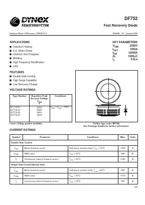 DF752 Datasheet PDF Dynex Semiconductor