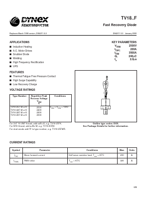 TV1820FKR Datasheet PDF Dynex Semiconductor