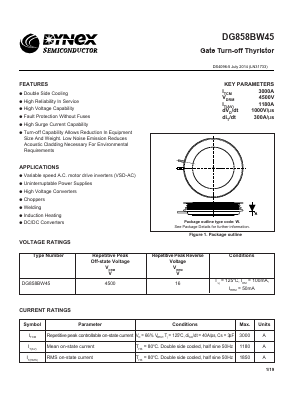 DG858BW45 Datasheet PDF Dynex Semiconductor