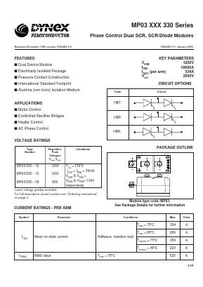MP03HBN330-12 Datasheet PDF Dynex Semiconductor