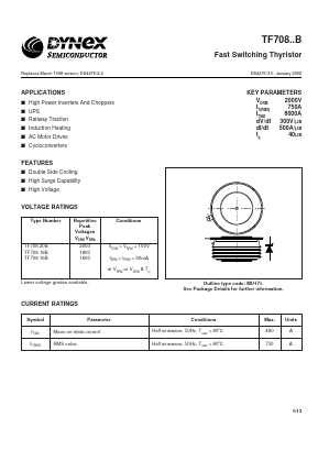 TF70818B Datasheet PDF Dynex Semiconductor