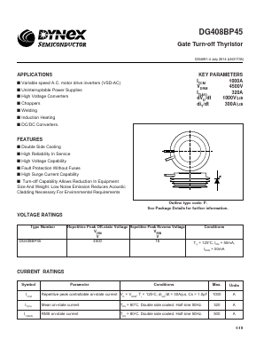 DG408BP45 Datasheet PDF Dynex Semiconductor