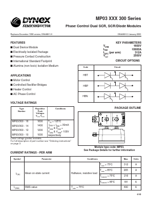 MP03/300-16 Datasheet PDF Dynex Semiconductor